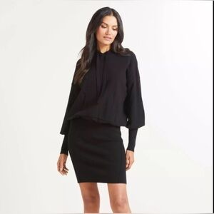 Evereve Hayley Knit Sweater Dress Hooded in black.  Size Small